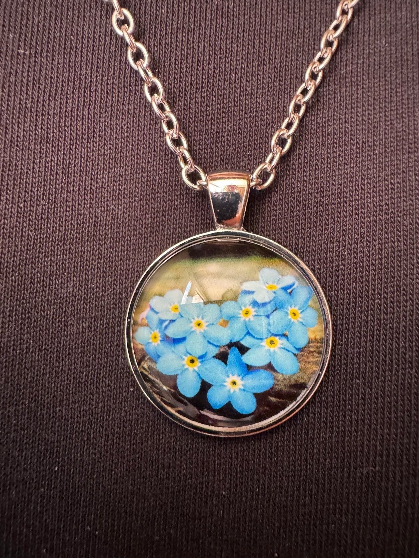 Forget-me-not Pendant and Chain - Ideal gift for Funerals and Dementia awareness