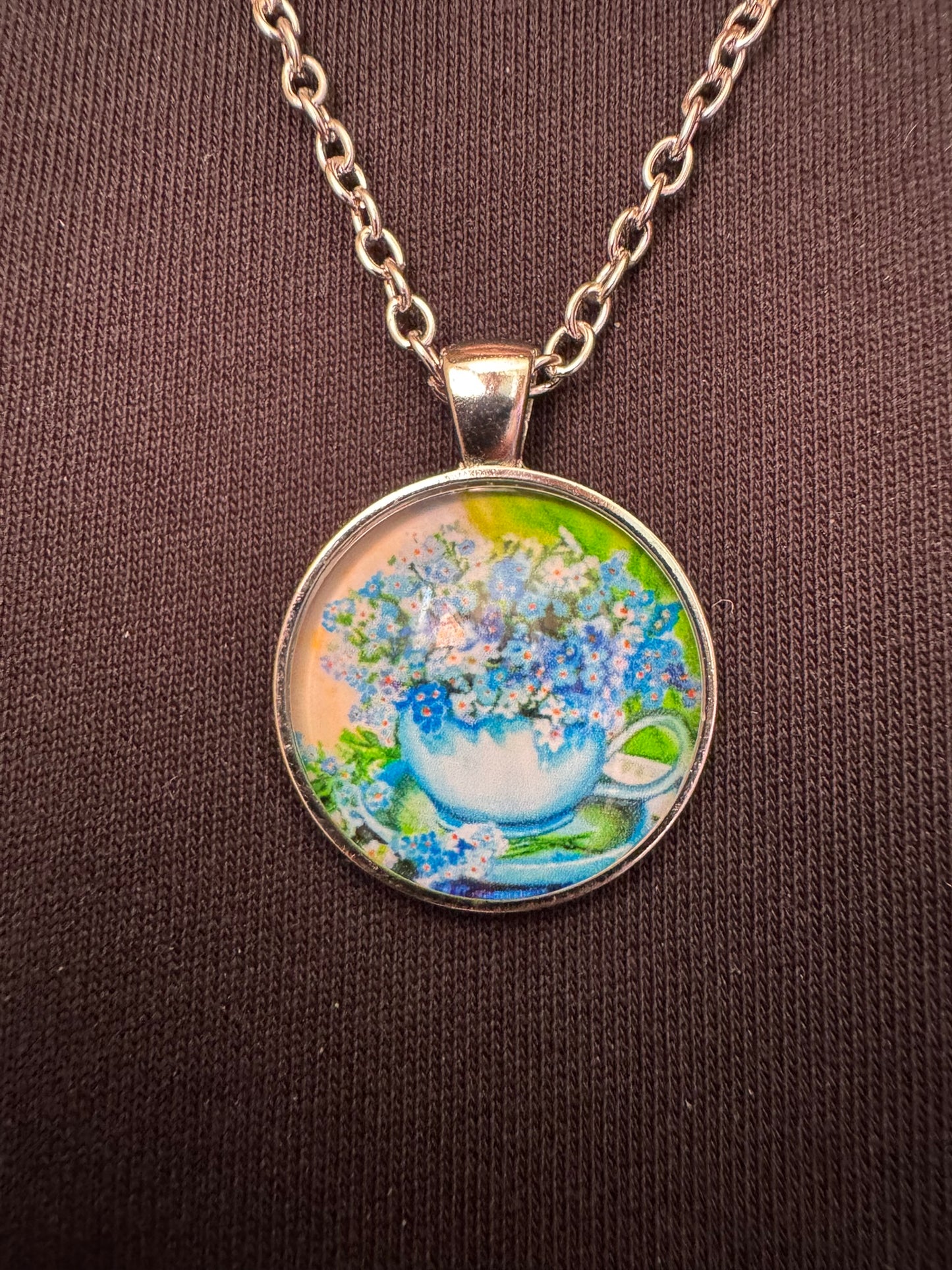 Forget-me-not Pendant and Chain - Ideal gift for Funerals and Dementia awareness