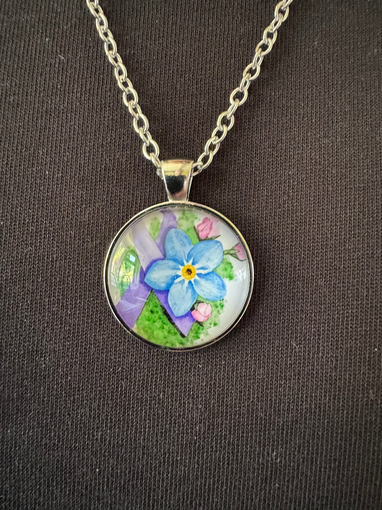 Forget-me-not Pendant and Chain - Ideal gift for Funerals and Dementia awareness
