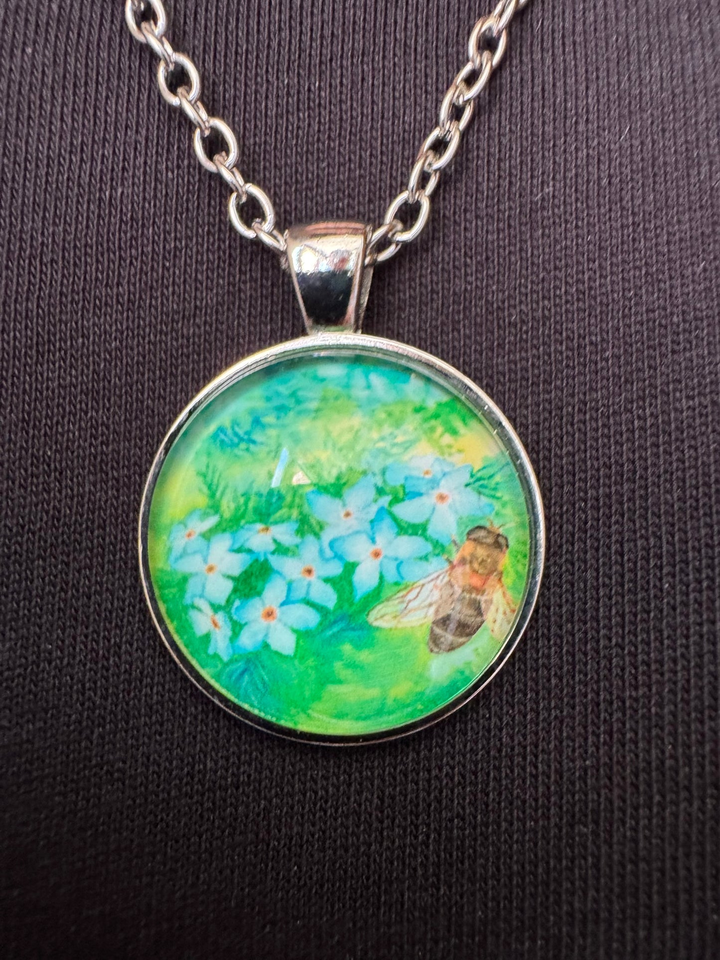 Forget-me-not Pendant and Chain - Ideal gift for Funerals and Dementia awareness