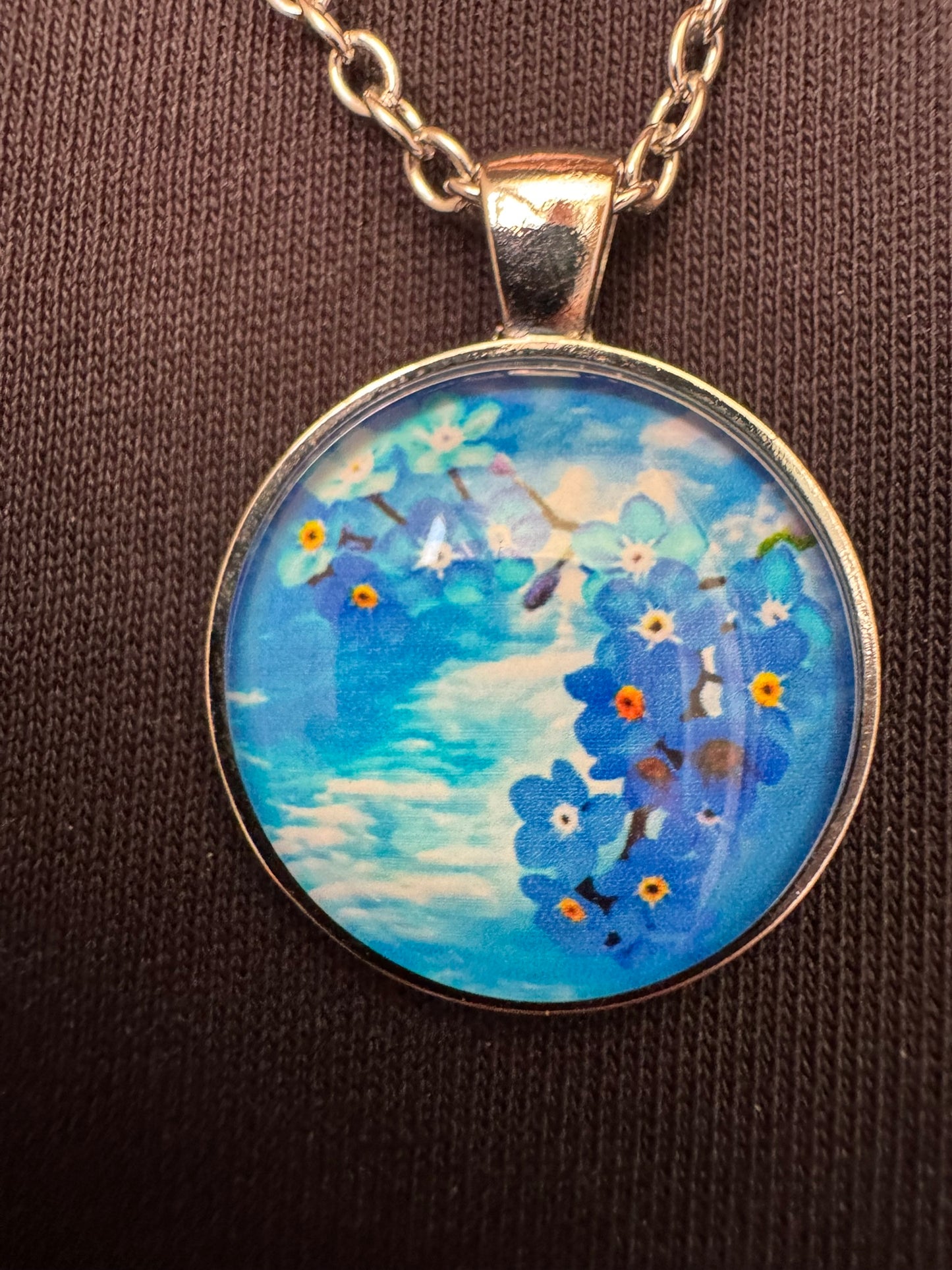 Forget-me-not Pendant and Chain - Ideal gift for Funerals and Dementia awareness